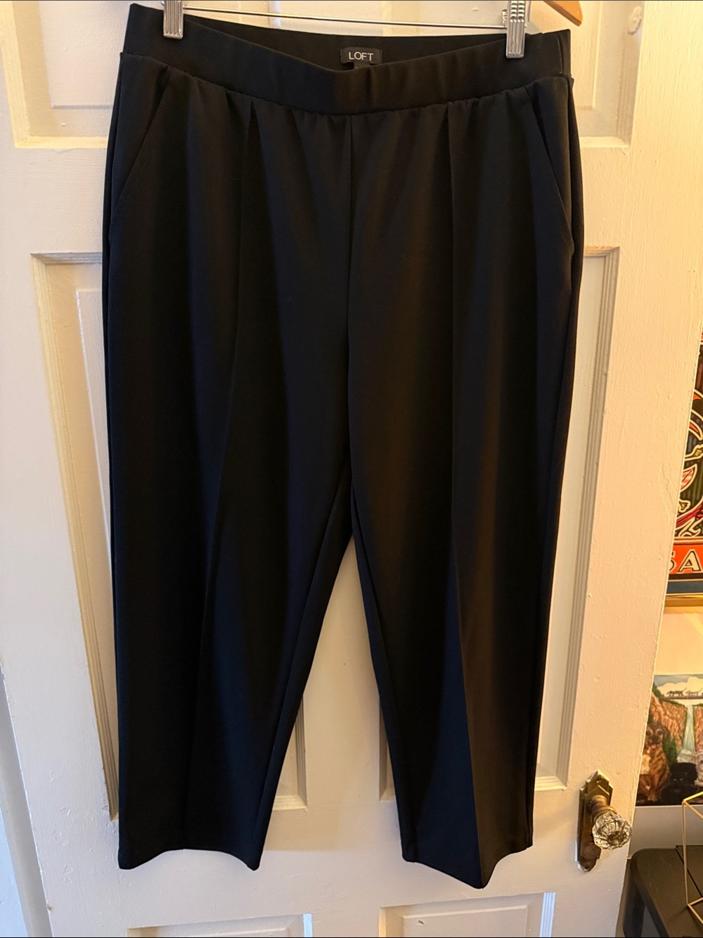 LOFT Black Cropped Pull-On Dress Pants